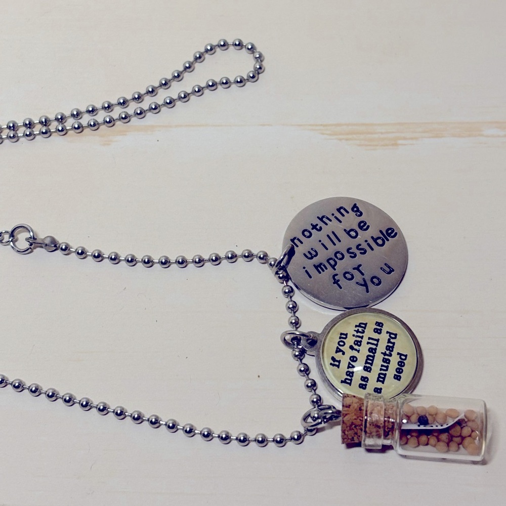 Faith of a mustard seed necklace. Costume necklace.